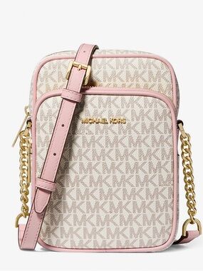 Michael Kors Pink and Cream MK Signature Crossbody